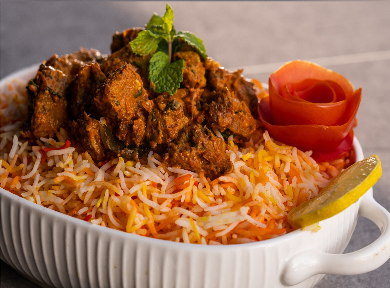 Beef Biryani (CALORIES: 460 PROTEINS: 47 Grams FATS: 6 Grams)